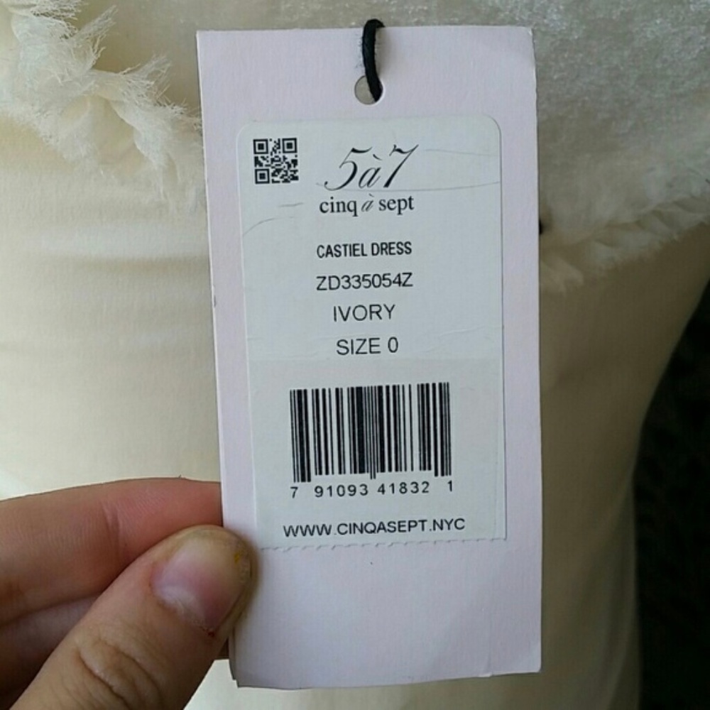 Castiel 100% Silk Ruffle Asymmetrical White Dress - Picture 8 of 8